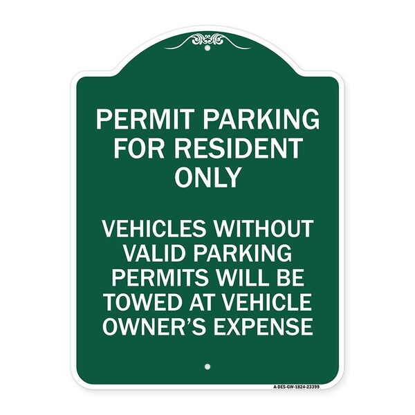 Signmission Parking Permit Permit Parking for Residents Only Vehicles Without Valid Parking Permi, GW-1824-23399 A-DES-GW-1824-23399 - main